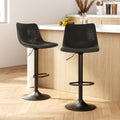 Set of 2 Marek Vintage PU Leather Swivel Bar Stools – Black