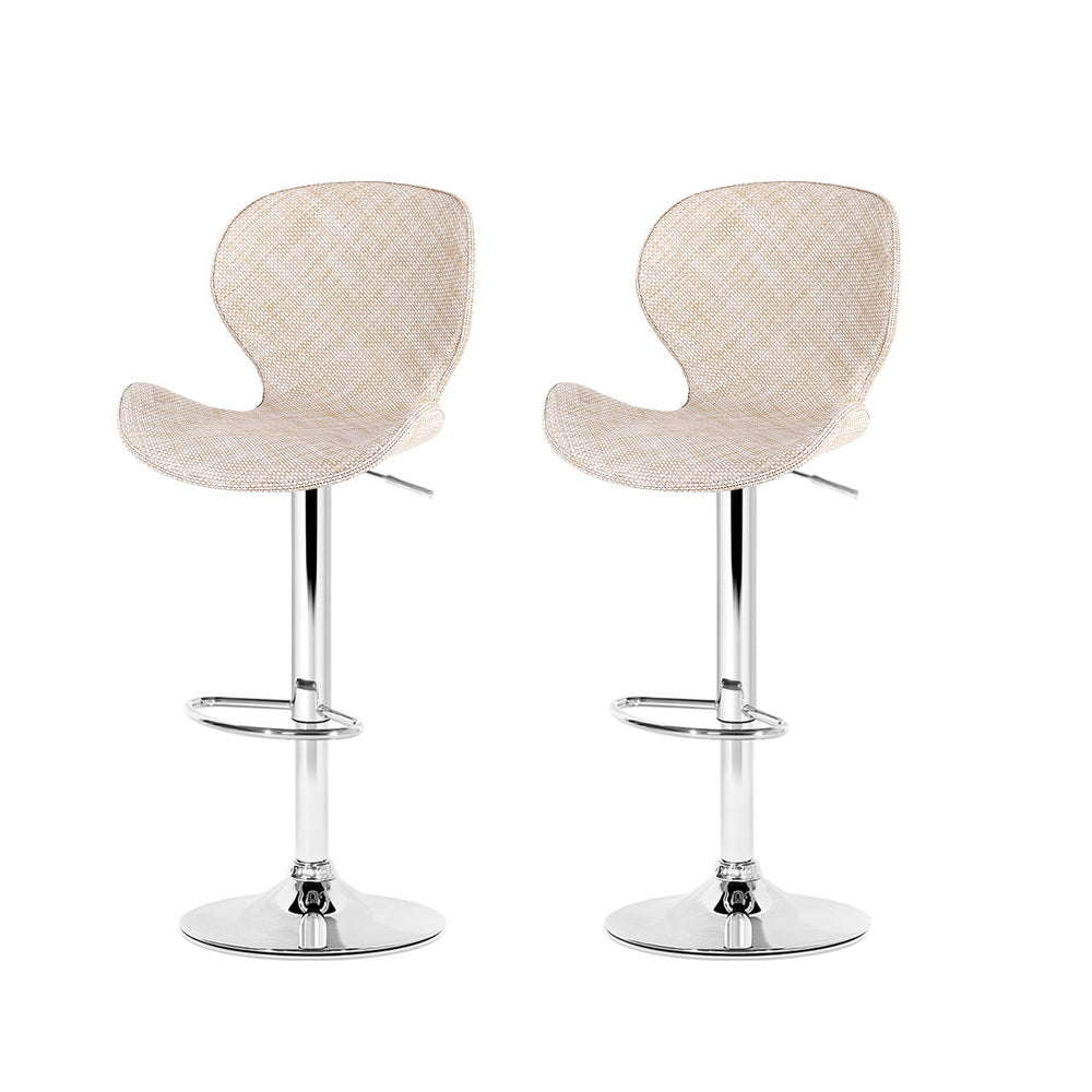 Set of 2 Dorian Adjustable Rattan Bar Stools – Beige