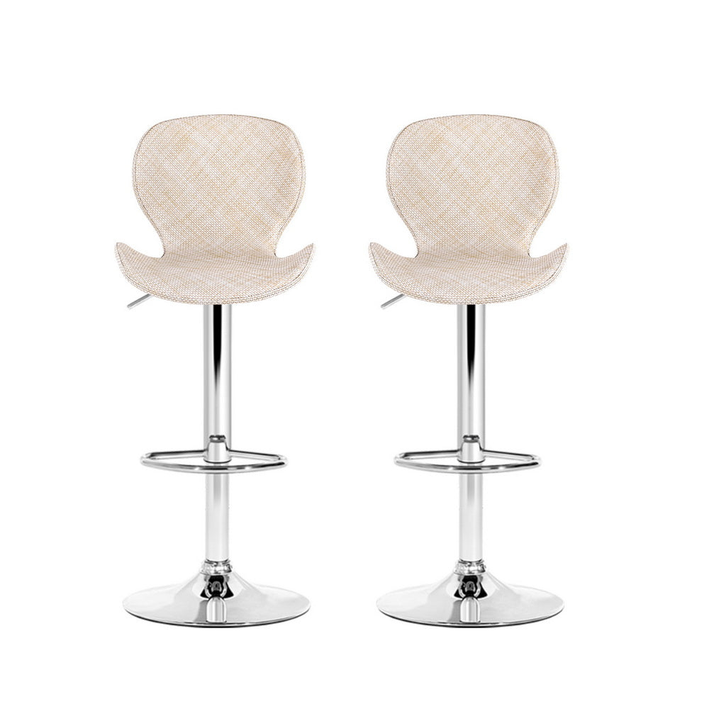 Set of 2 Dorian Adjustable Rattan Bar Stools – Beige
