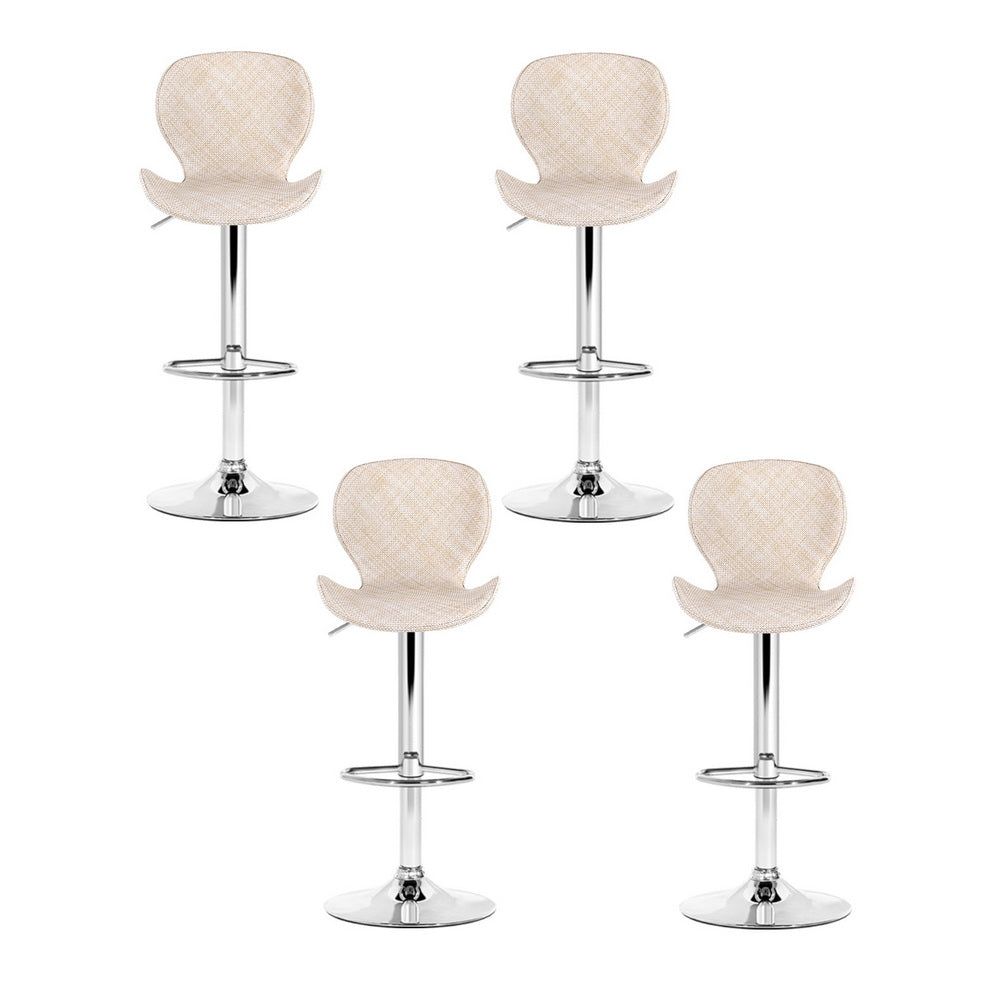 Set of 4 Dorian Adjustable Rattan Bar Stools – Beige