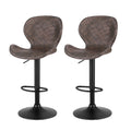 Set of 2 Dorian Adjustable Rattan Bar Stools – Brown