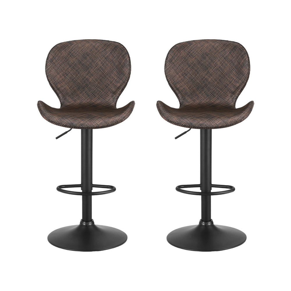 Set of 2 Dorian Adjustable Rattan Bar Stools – Brown