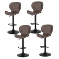 Set of 4 Dorian Adjustable Rattan Bar Stools ‚Äì Brown