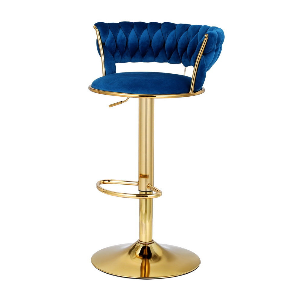 Set of 2 Vivien Bar Stools - Navy and Gold