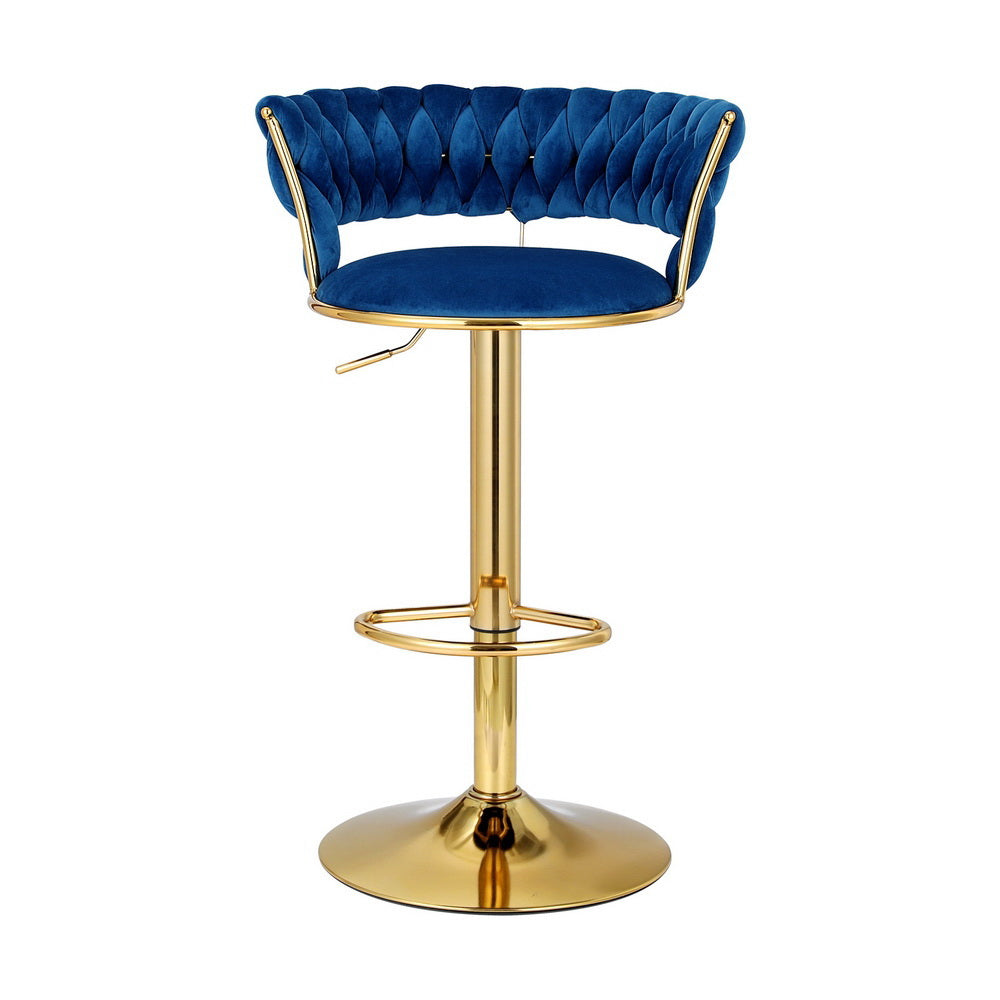 Set of 2 Vivien Bar Stools - Navy and Gold