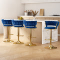Set of 4 Vivien Bar Stools - Navy and Gold
