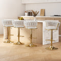 Set of 4 Vivien Bar Stools - Ivory and Gold