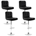 Set of 4 Evren Swivel PU Leather Bar Stools – Black