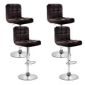 Set of 4 Evren Swivel PU Leather Bar Stools – Chocolate