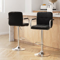 Set of 2 Elara Swivel Leather Bar Stools – Black