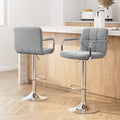 Set of 2 Elara Swivel Upholstered Bar Stools – Grey