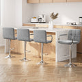 Set of 4 Elara Swivel Upholstered Bar Stools – Grey