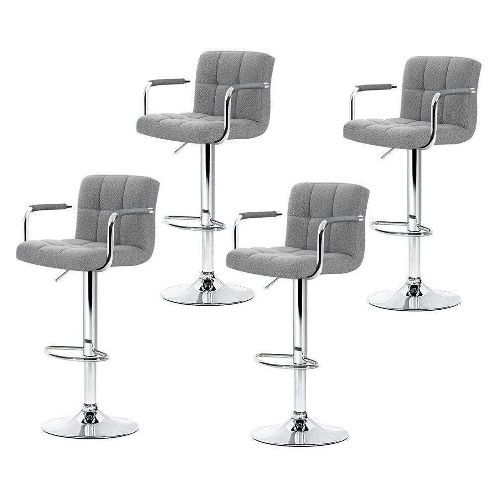 Set of 4 Bar Stools Gas lift Swivel - Steel and Grey