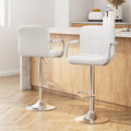 Set of 2 Elara Swivel Leather Bar Stools – White