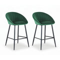 Set of 2 Elson Velvet Bar Stools – Green