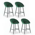 Set of 4 Elson Velvet Bar Stools - Green