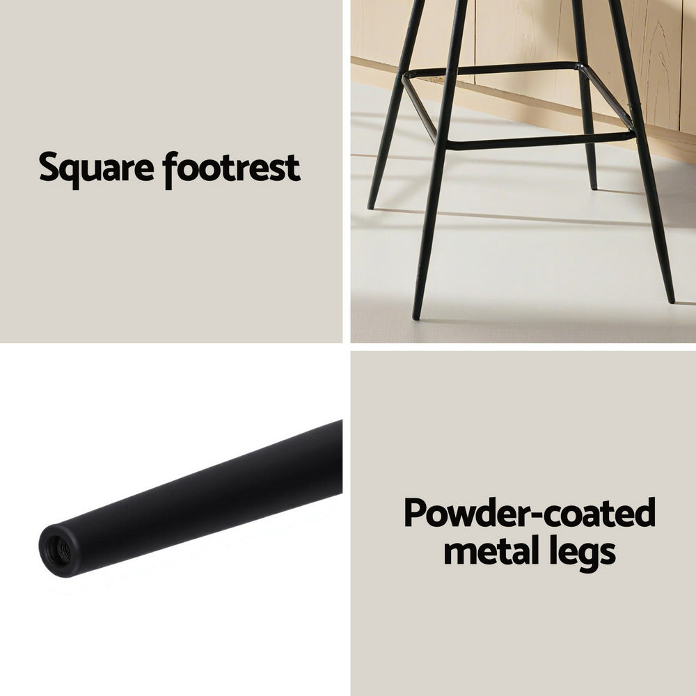 Set of 4 Avienne Velvet Bar Stools - Ivory