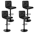 Set of 4 Bar Stools PU Leather Criss Cross Style - Black
