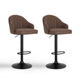 Set of 2 Kinsley Adjustable Leather Bar Stools ‚Äì Brown