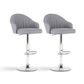 Set of 2 Kinsley Adjustable Leather Bar Stools – Grey