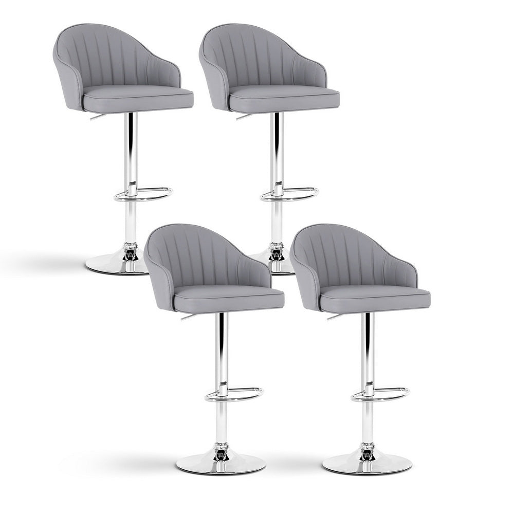 Set of 4 Kinsley Adjustable Leather Bar Stools – Grey