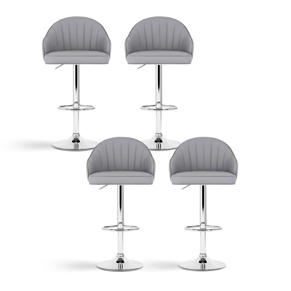 Set of 4 Kinsley Adjustable Leather Bar Stools – Grey