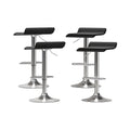 Set of 4 Bar Stools Faux Leather Chair Black