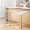 Bar Stools Kitchen Stool Chairs Dining Gas Lift PU Leather White x2