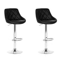 Set of 2 Bar Stools PU Leather Diamond Style - Black