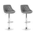 Set of 2 Bar Stools PU Leather Diamond Style - Grey