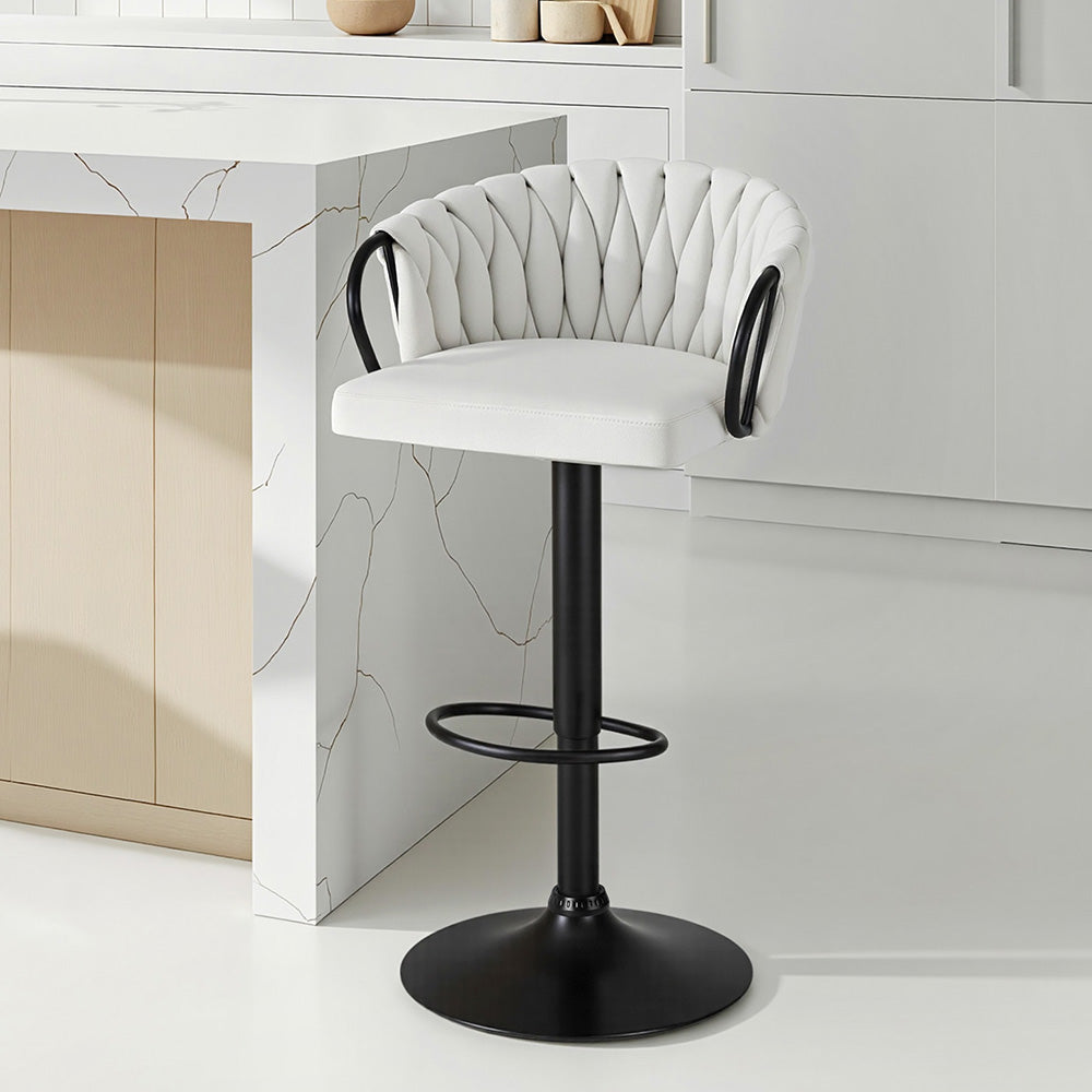 Renley Adjustable Velvet Bar Stool - Ivory