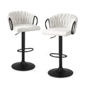 Set of 2 Renley Adjustable Velvet Bar Stools - Ivory