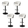 Set of 4 Renley Adjustable Velvet Bar Stools - Ivory