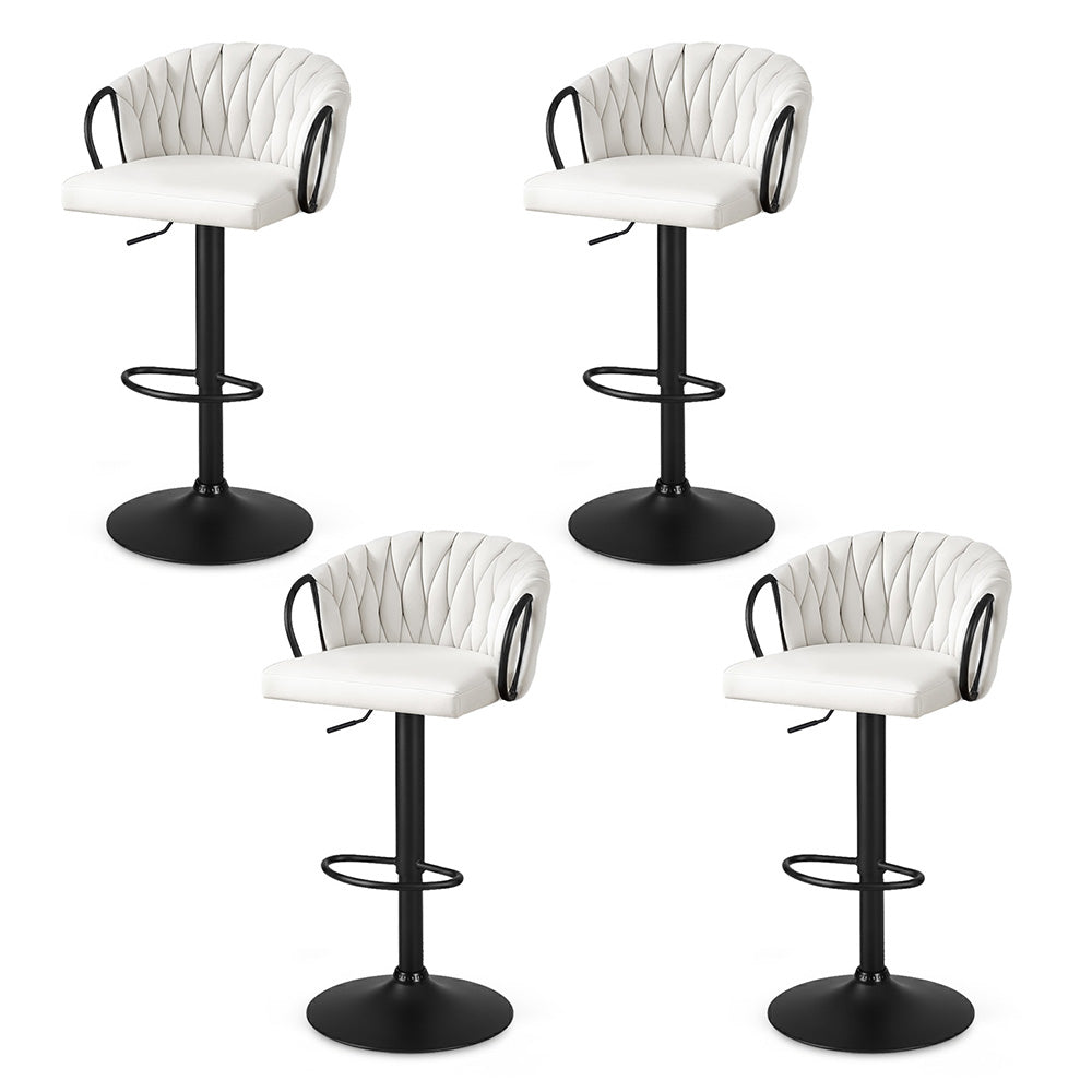 Set of 4 Renley Adjustable Velvet Bar Stools - Ivory