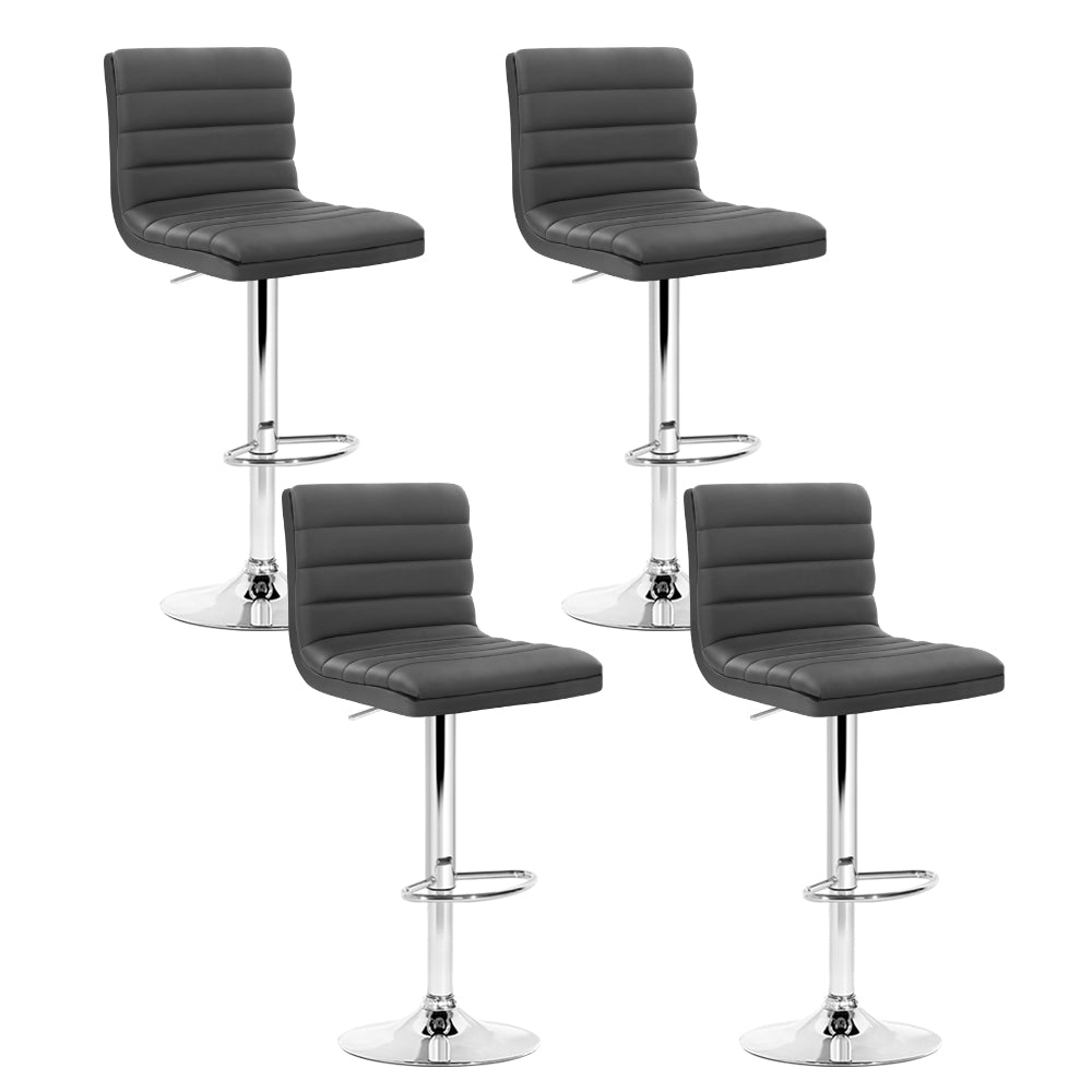 Set of 4 Remy Adjustable Leather Bar Stools – Grey