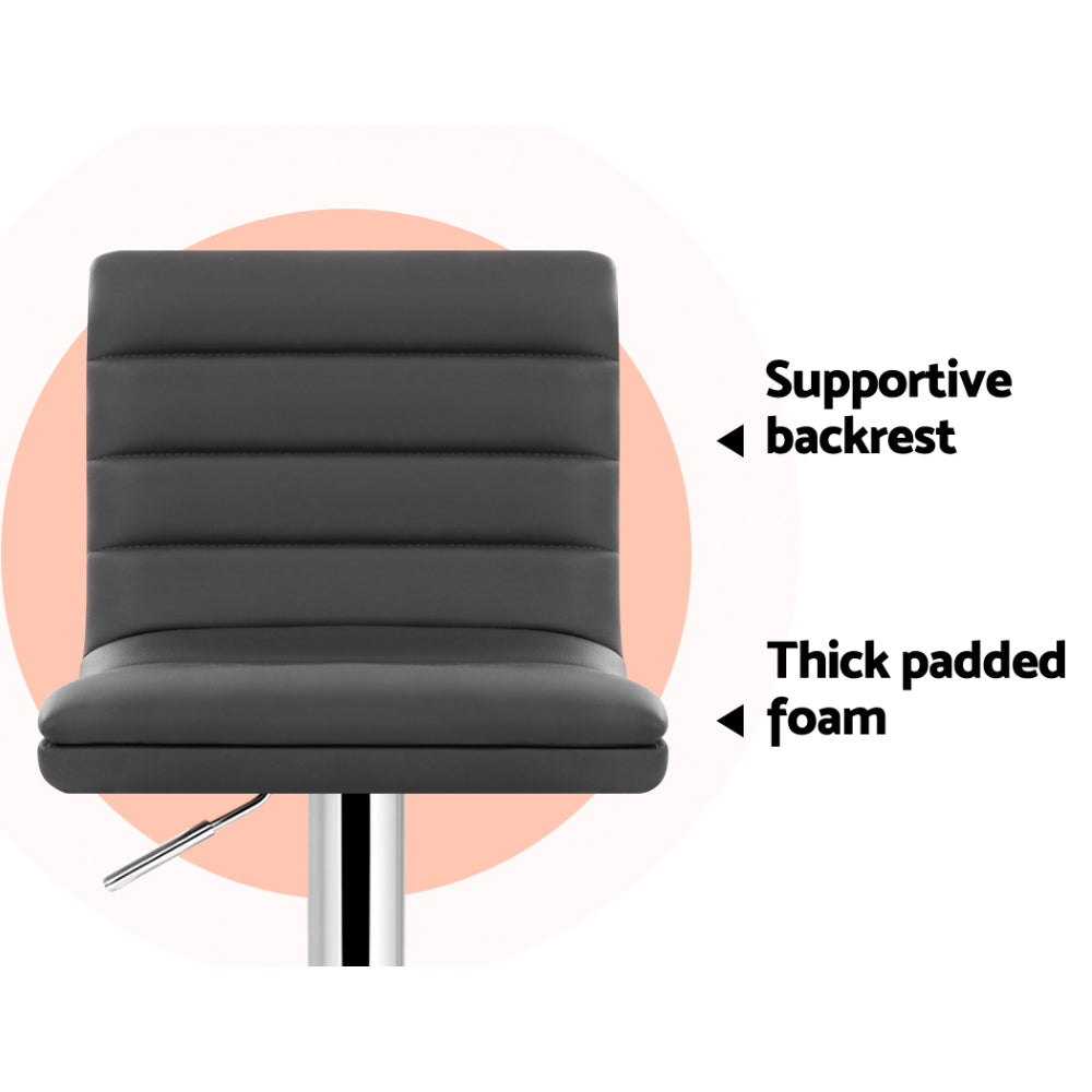 Set of 4 Remy Adjustable Leather Bar Stools – Grey