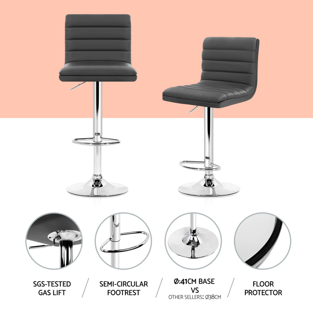 Set of 4 Remy Adjustable Leather Bar Stools – Grey