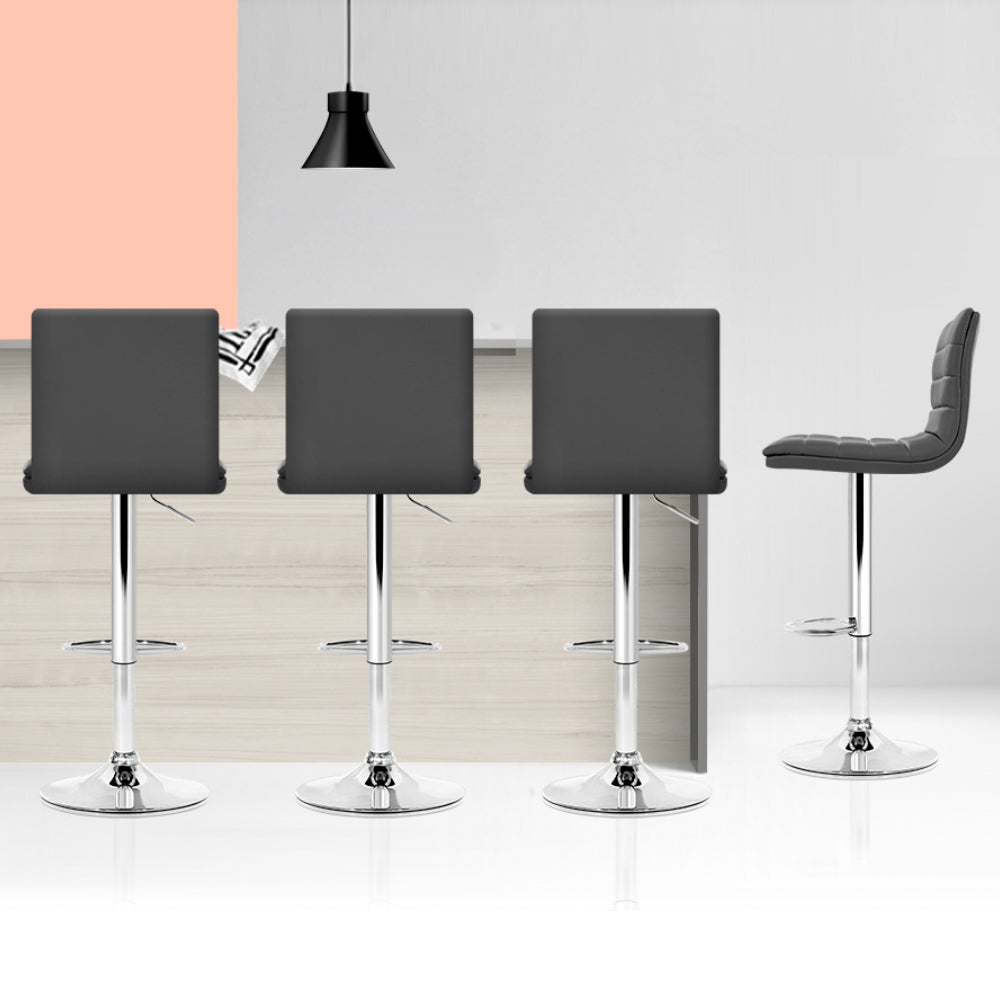 Set of 4 Remy Adjustable Leather Bar Stools – Grey