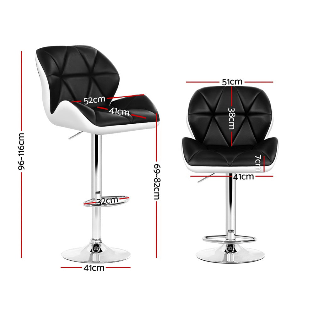 Set of 4 Kitchen Bar Stools - White, Black and Chrome