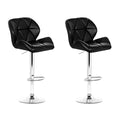 Set of 2 Evaro Swivel PU Leather Bar Stools – Black