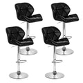 Set of 4 Evaro Swivel PU Leather Bar Stools – Black