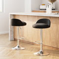 Bar Stools Kitchen Stool Chairs Dining Gas Lift Swivel Leather Black x2
