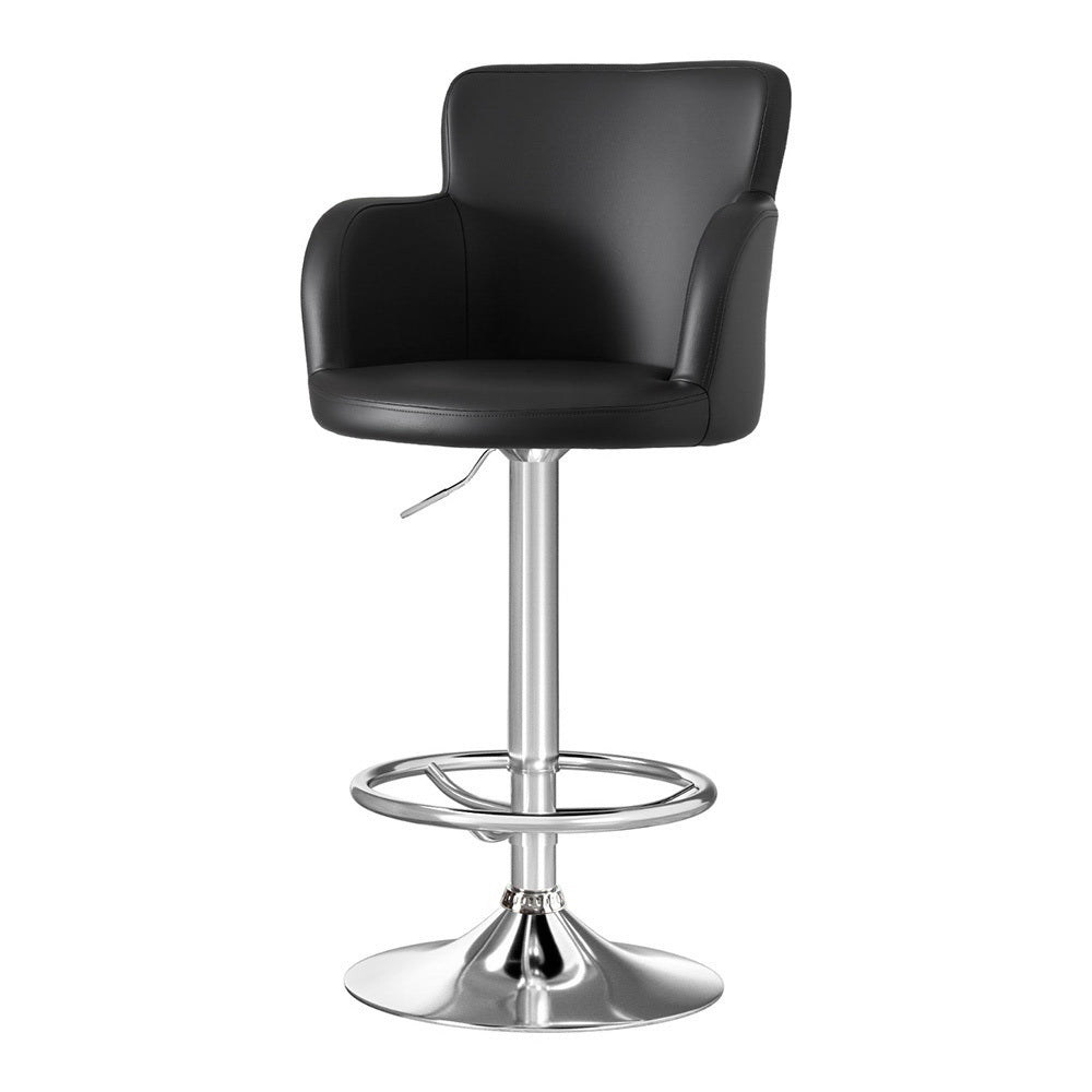 Corben Adjustable PU Leather Bar Stool - Black