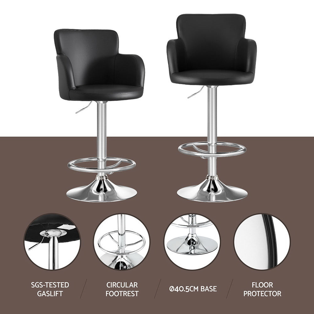 Corben Adjustable PU Leather Bar Stool - Black