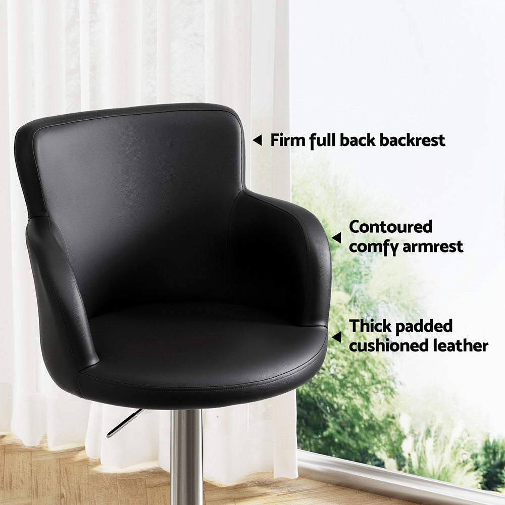 Corben Adjustable PU Leather Bar Stool - Black