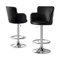 Set of 2 Corben Adjustable PU Leather Bar Stools - Black