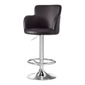 4x Bar Stools Swivel Kitchen Chairs Gas Lift Adjustable PU Leather Brown