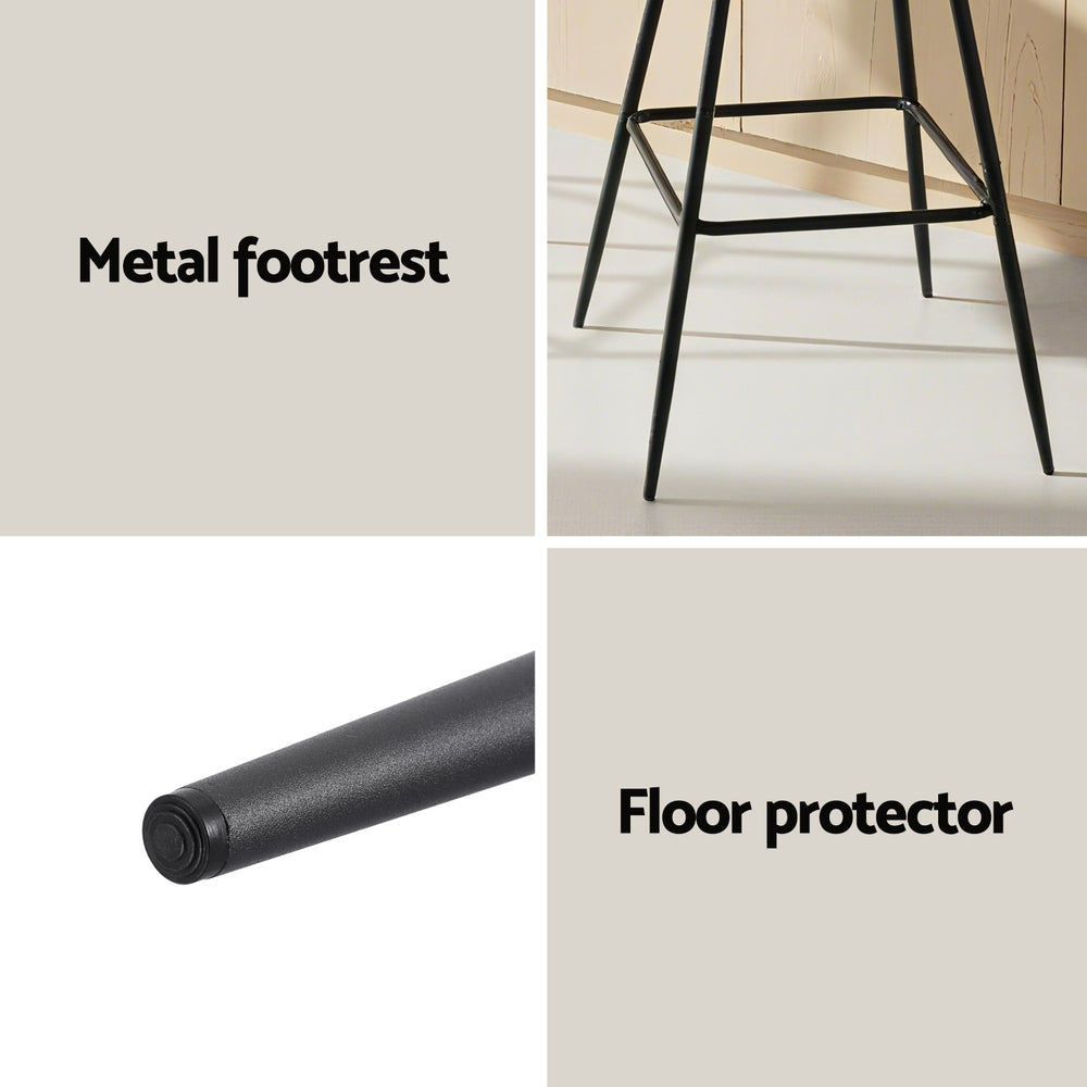 Set of 2 Ashton Diamond Leather Bar Stools – Black