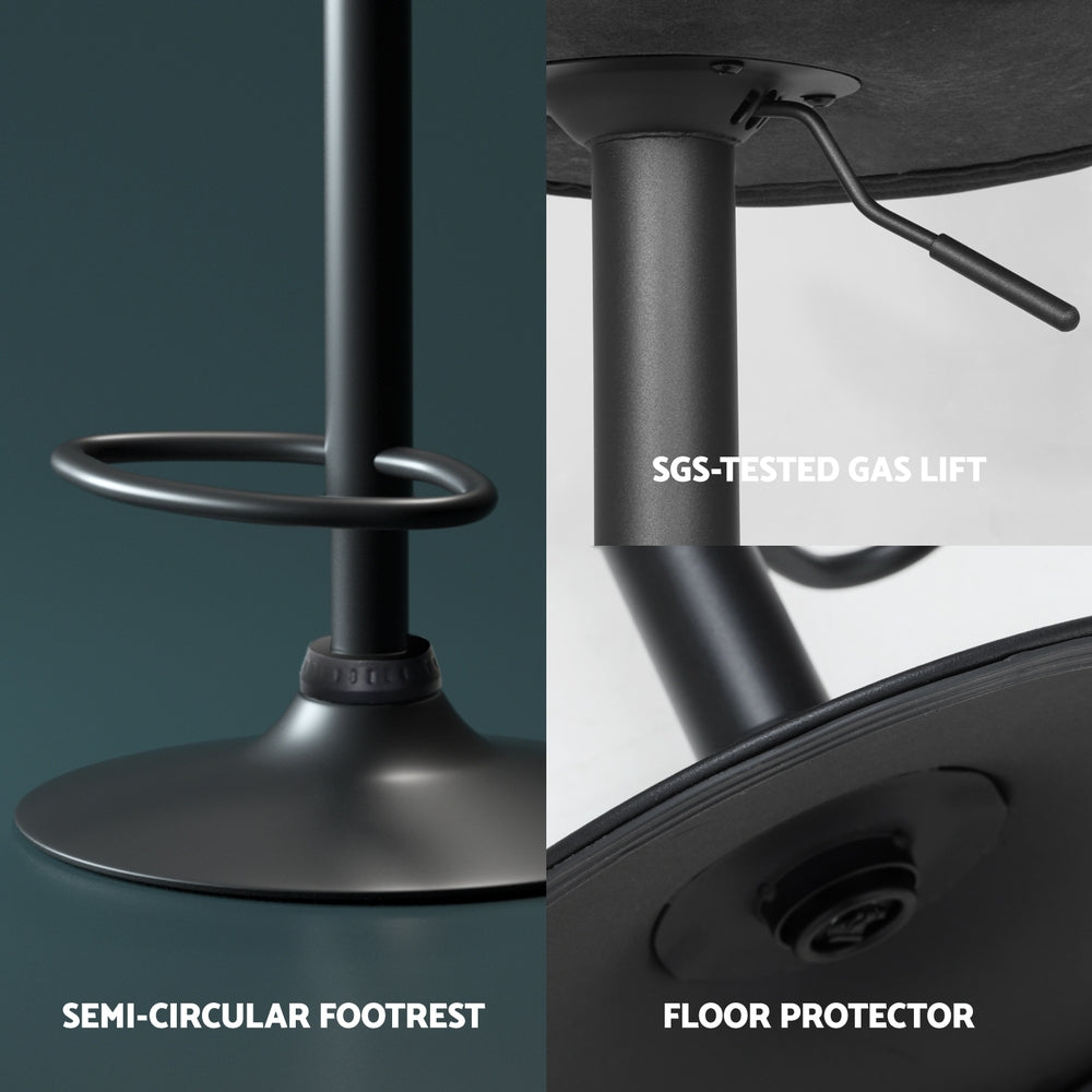 Set of 4 Frawley Vintage Leather Bar Stools - Black