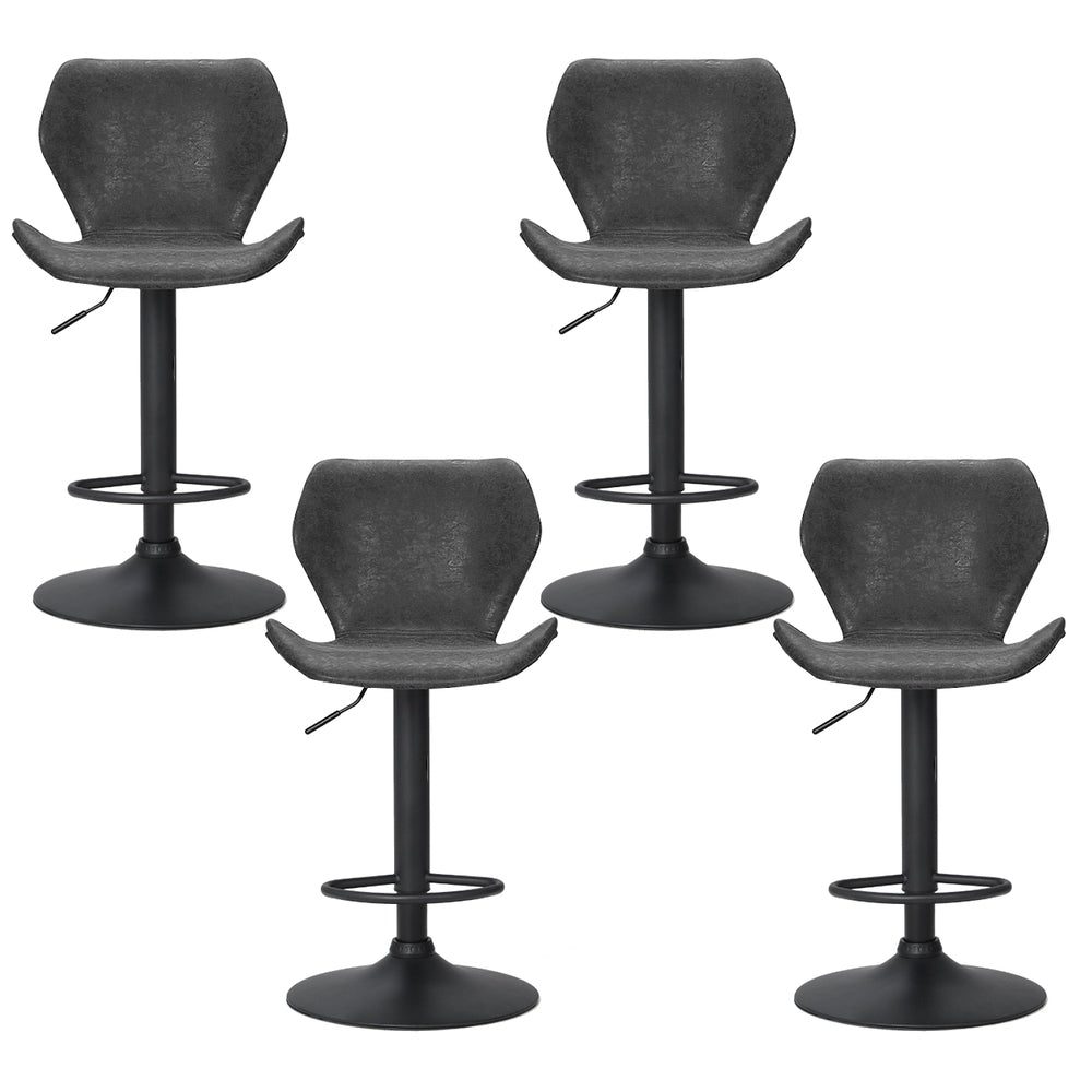 4x Bar Stools Vintage Leather Gas Lift Black